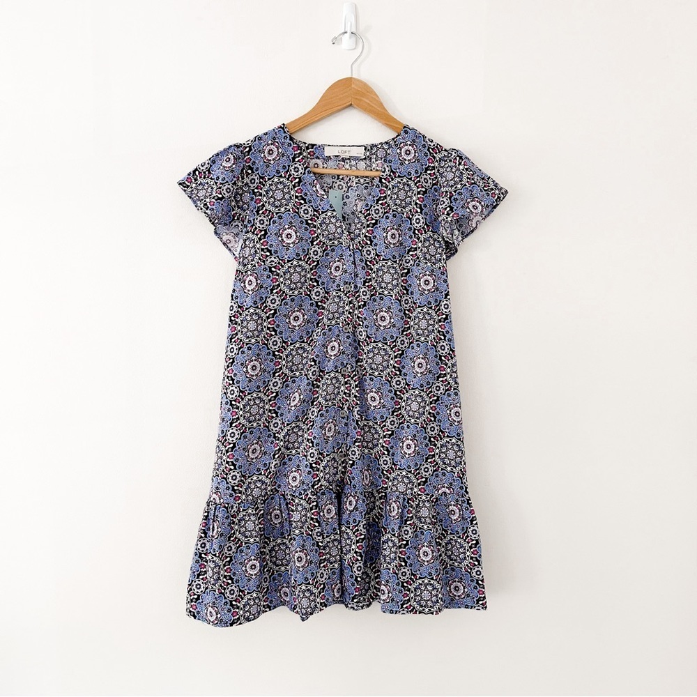 LOFT sleeveless ruffled mini dress